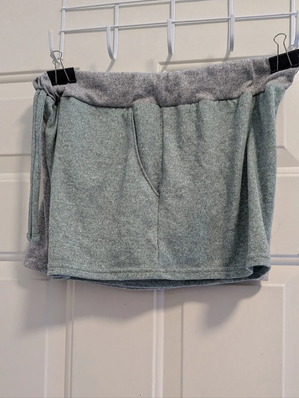 Cozy Two-Tone Fleece Lounge Shorts - Gray & Sage